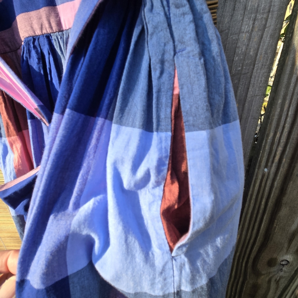 1901 Plaid Wrap Blanket Plaid Midi Dress Pink Blue Size 6 - Picture 14 of 16